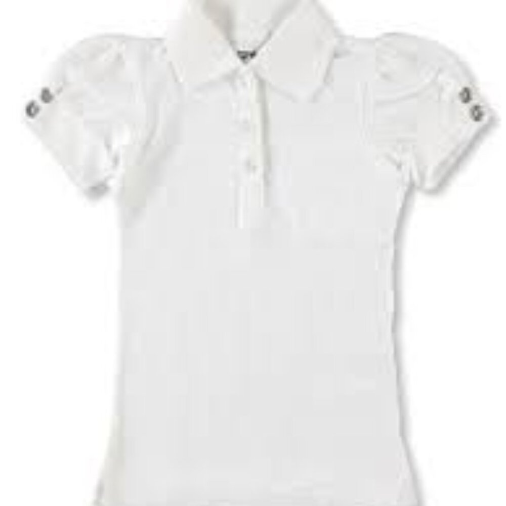 French Toast SA9432 Girls Diamond Short Sleeve Polo White